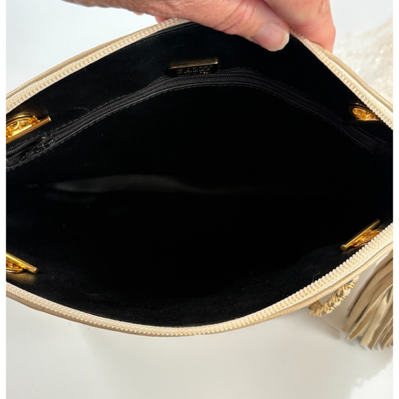 VTG Bally Leather Shoulder Bag Quilted Soft Beige Chain Strap Handbag Purse ECU - Picture 12 of 14